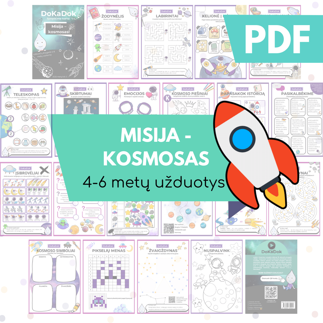 "Misija - kosmosas" 4 - 6 metų vaikams (PDF) - DOKADOK
