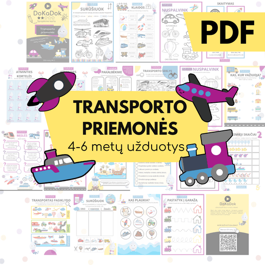 "Transporto priemonės" 4 - 6 metų vaikams (PDF) - DOKADOK