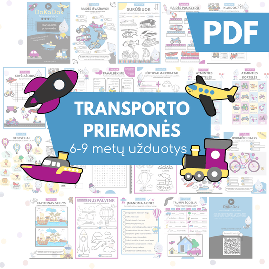 "Transporto priemonės" 6 - 9 metų vaikams (PDF) - DOKADOK