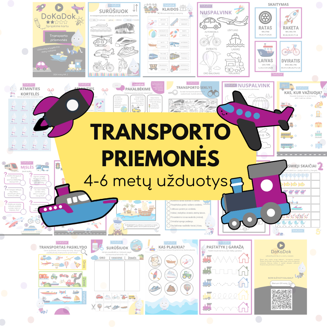 "Transporto priemonės" vaikams 4 - 6 metų - DOKADOK