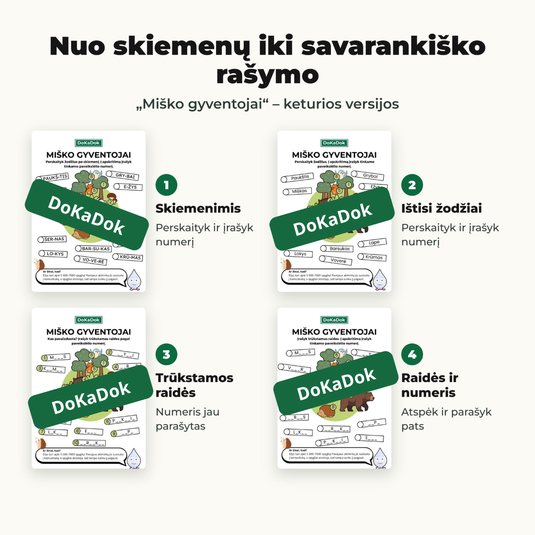 Miško užduotys 6-9 metų vaikams (PDF)