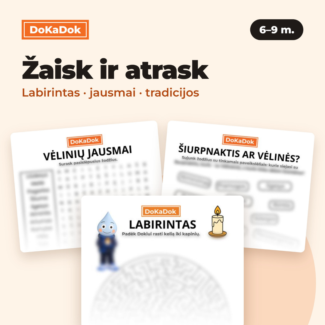 Vėlinių užduotys 6-9 metų vaikams