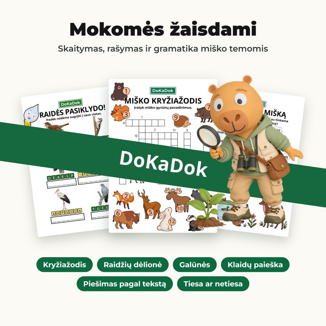 Miško užduotys 6-9 metų vaikams (PDF)