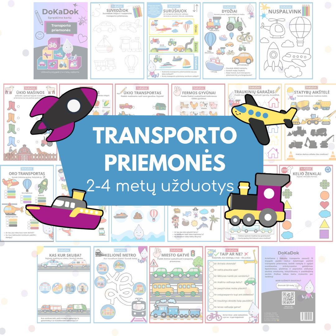 "Transporto priemonės" vaikams 2-4 metų