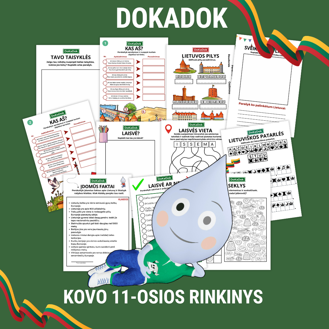 Kovo 11-osios užduočių rinkinys vaikams